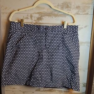 Lands' End Navy Blue Skort with White Floral Design Size 14